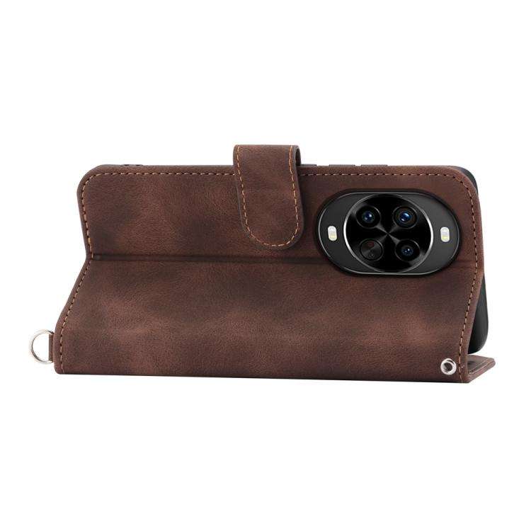 For Huawei nova 14 Pro Skin Feel Flowers Embossed Wallet Leather Phone Case(Brown)