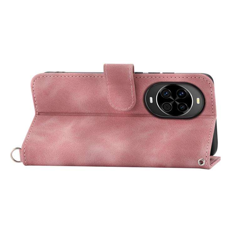 For Huawei nova 14 Skin Feel Flowers Embossed Wallet Leather Phone Case(Pink)