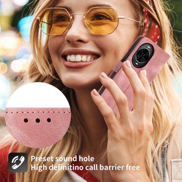 For Huawei nova 14 Skin Feel Flowers Embossed Wallet Leather Phone Case(Pink)