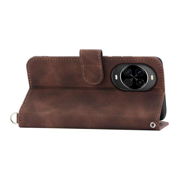 For Huawei nova 14 Skin Feel Flowers Embossed Wallet Leather Phone Case(Brown)