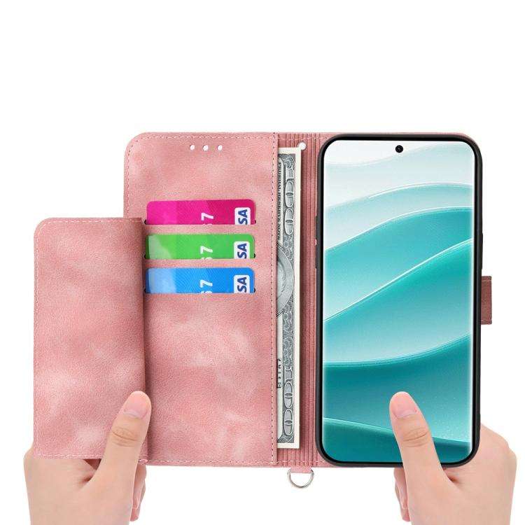 For Honor X8c 4G Skin Feel Flowers Embossed Wallet Leather Phone Case(Pink)