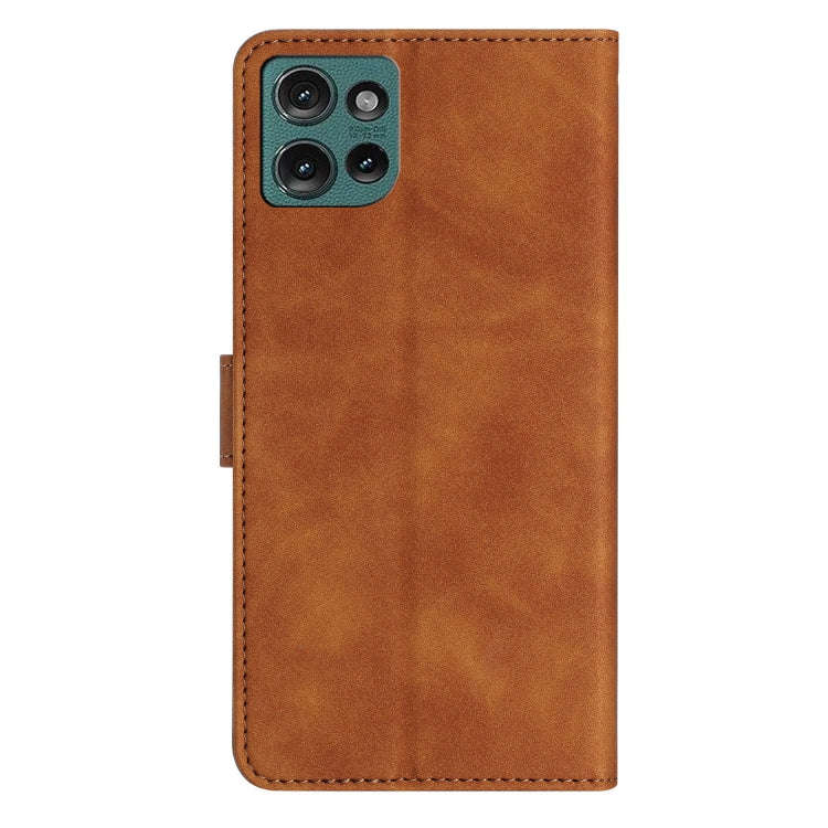 For Motorola Edge 50 5G Seven Butterflies Embossed Leather Phone Case(Brown)