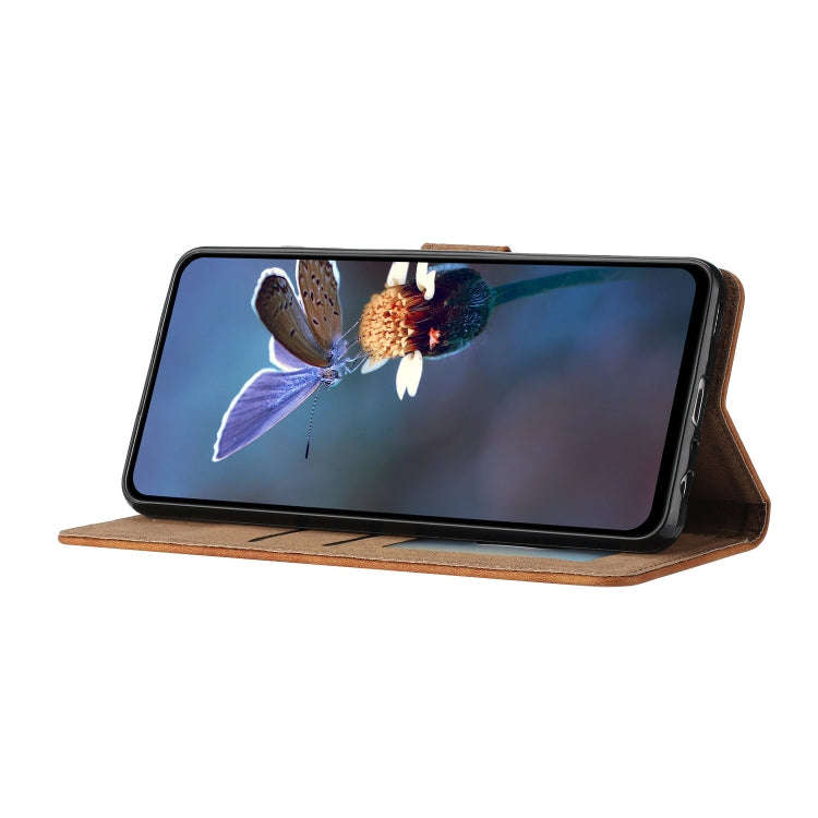 For Motorola Edge 50 5G Seven Butterflies Embossed Leather Phone Case(Brown)