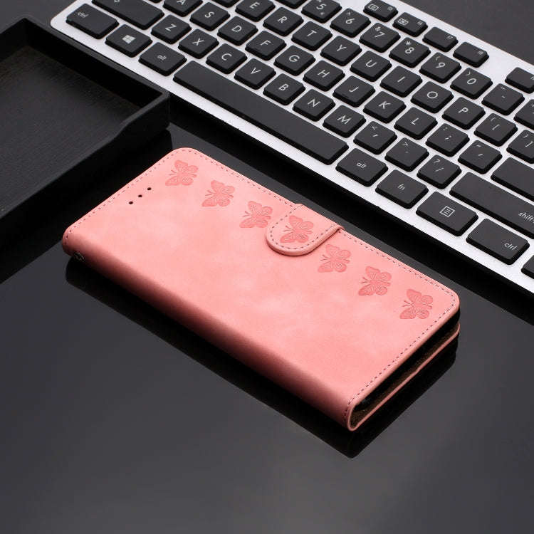 For Motorola Edge 50 5G Seven Butterflies Embossed Leather Phone Case(Pink)