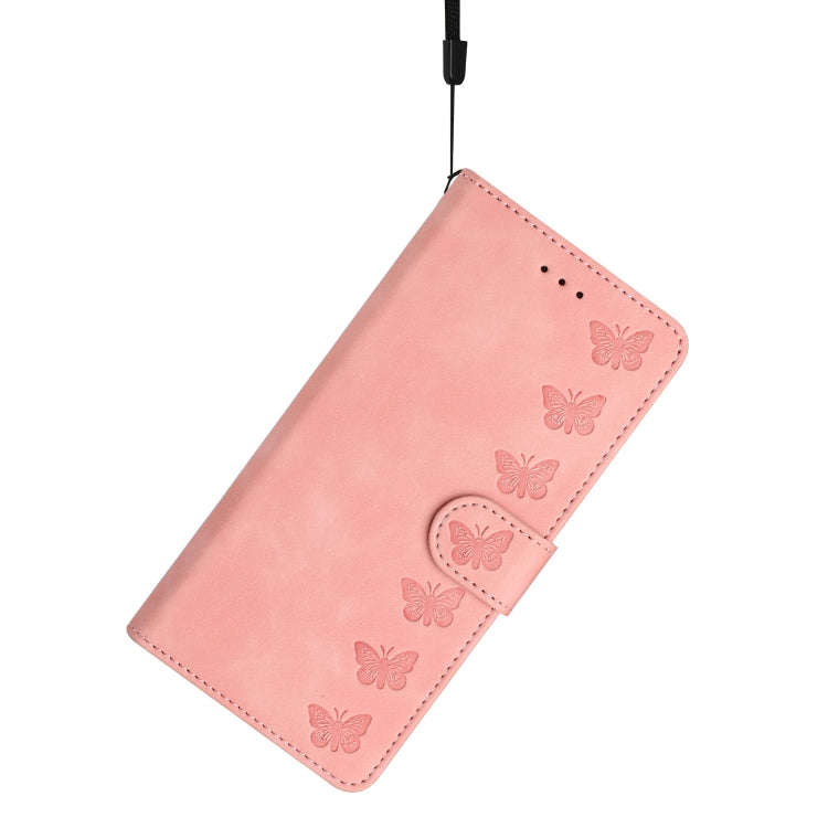 For Motorola Edge 50 5G Seven Butterflies Embossed Leather Phone Case(Pink)