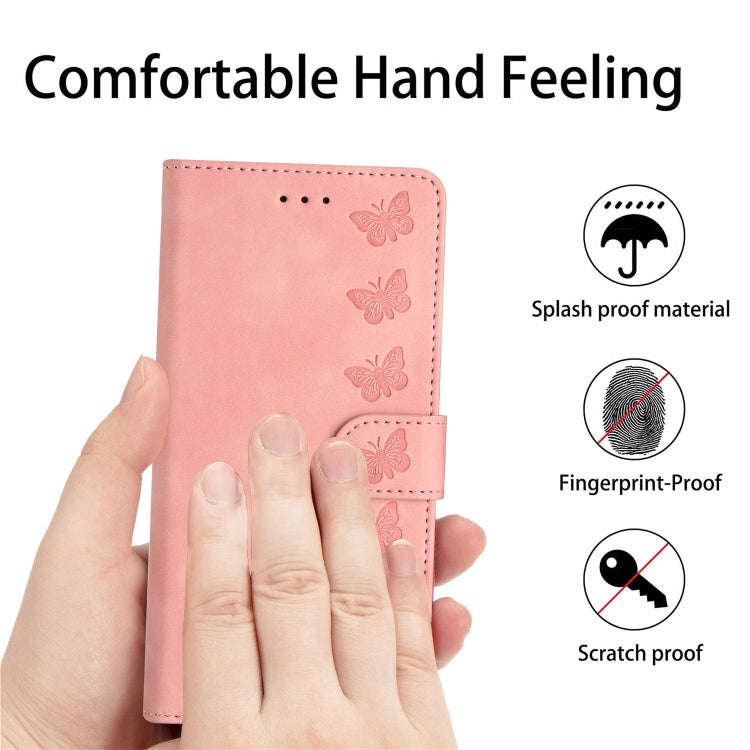 For Motorola Edge 50 5G Seven Butterflies Embossed Leather Phone Case(Pink)