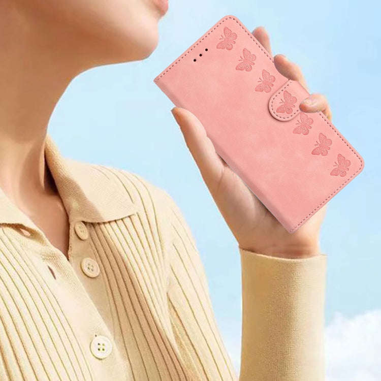 For Motorola Edge 50 5G Seven Butterflies Embossed Leather Phone Case(Pink)