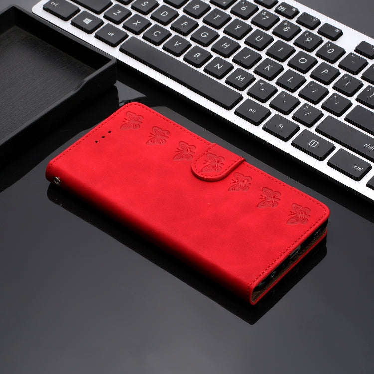 For Motorola Edge 50 5G Seven Butterflies Embossed Leather Phone Case(Red)