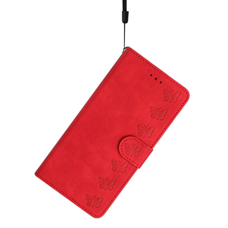 For Motorola Edge 50 5G Seven Butterflies Embossed Leather Phone Case(Red)