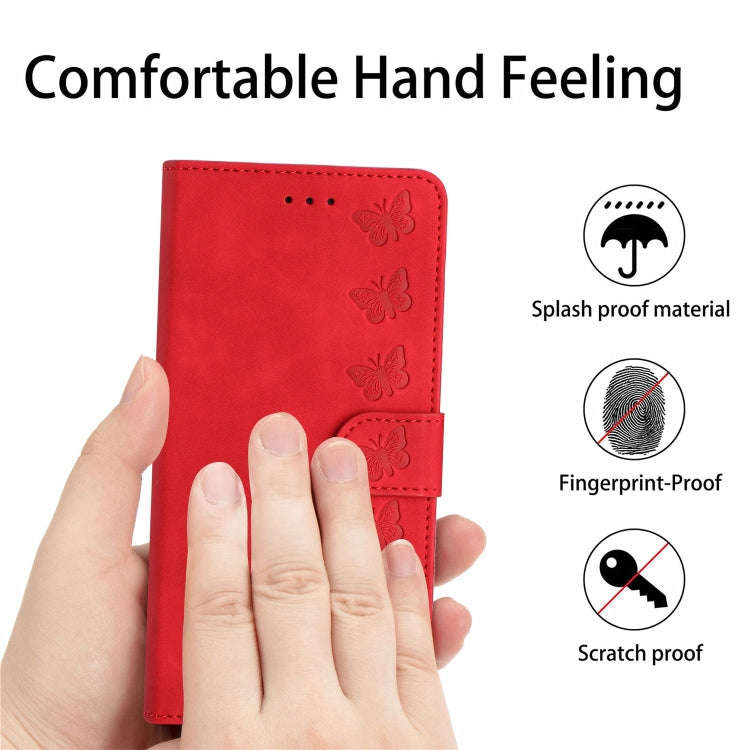 For Motorola Edge 50 5G Seven Butterflies Embossed Leather Phone Case(Red)