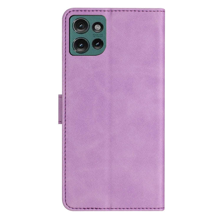 For Motorola Edge 50 5G Seven Butterflies Embossed Leather Phone Case(Purple)