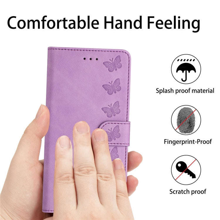 For Motorola Edge 50 5G Seven Butterflies Embossed Leather Phone Case(Purple)