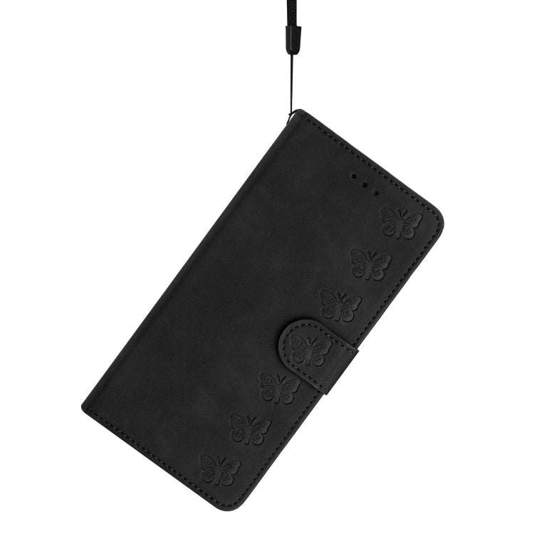 For Motorola Edge 50 5G Seven Butterflies Embossed Leather Phone Case(Black)