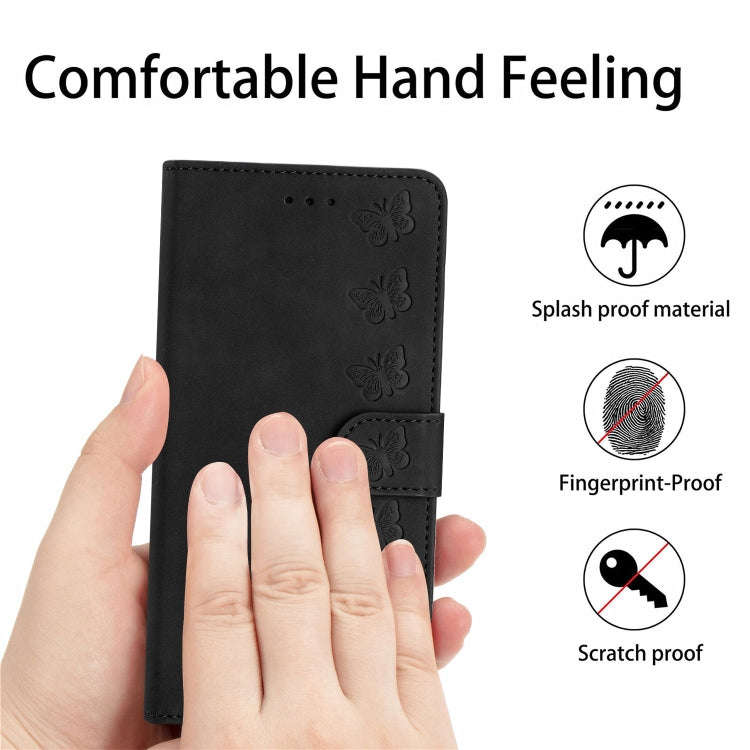 For Motorola Edge 50 5G Seven Butterflies Embossed Leather Phone Case(Black)