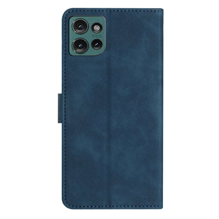 For Motorola Edge 50 5G Seven Butterflies Embossed Leather Phone Case(Blue)