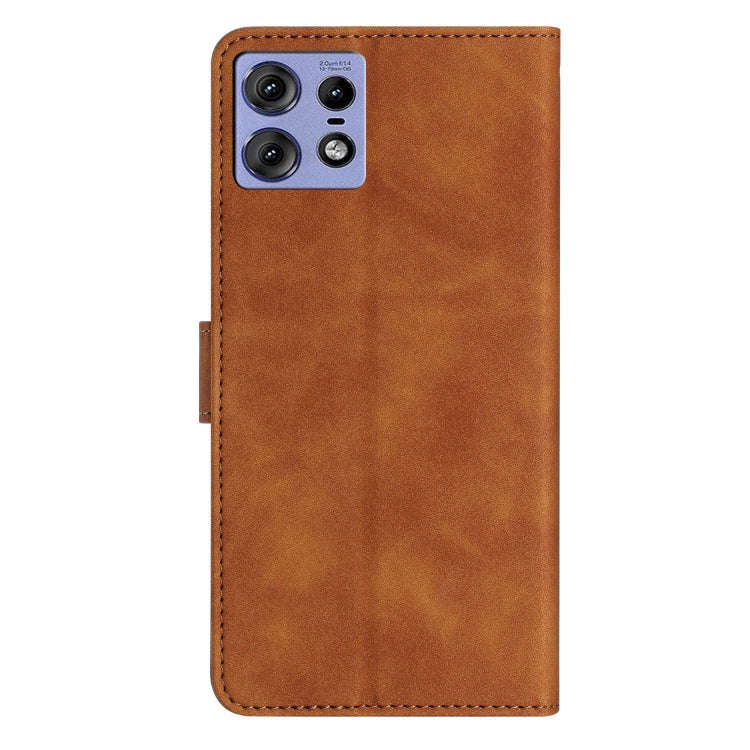 For Motorola Edge 50 Pro Seven Butterflies Embossed Leather Phone Case(Brown)