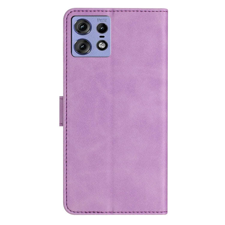 For Motorola Edge 50 Pro Seven Butterflies Embossed Leather Phone Case(Purple)