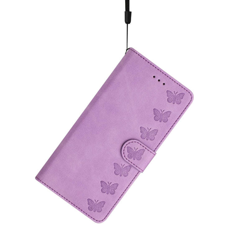 For Motorola Edge 50 Pro Seven Butterflies Embossed Leather Phone Case(Purple)