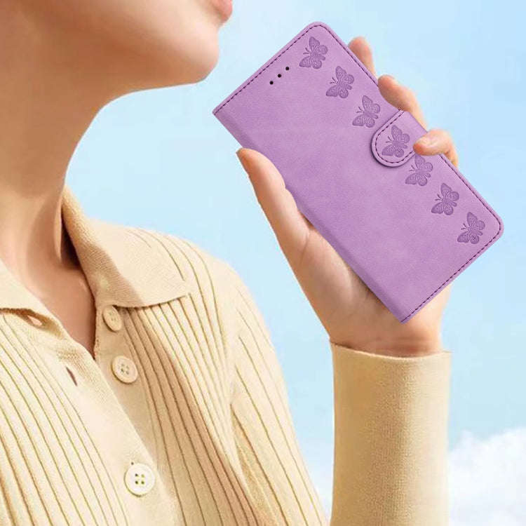 For Motorola Edge 50 Pro Seven Butterflies Embossed Leather Phone Case(Purple)
