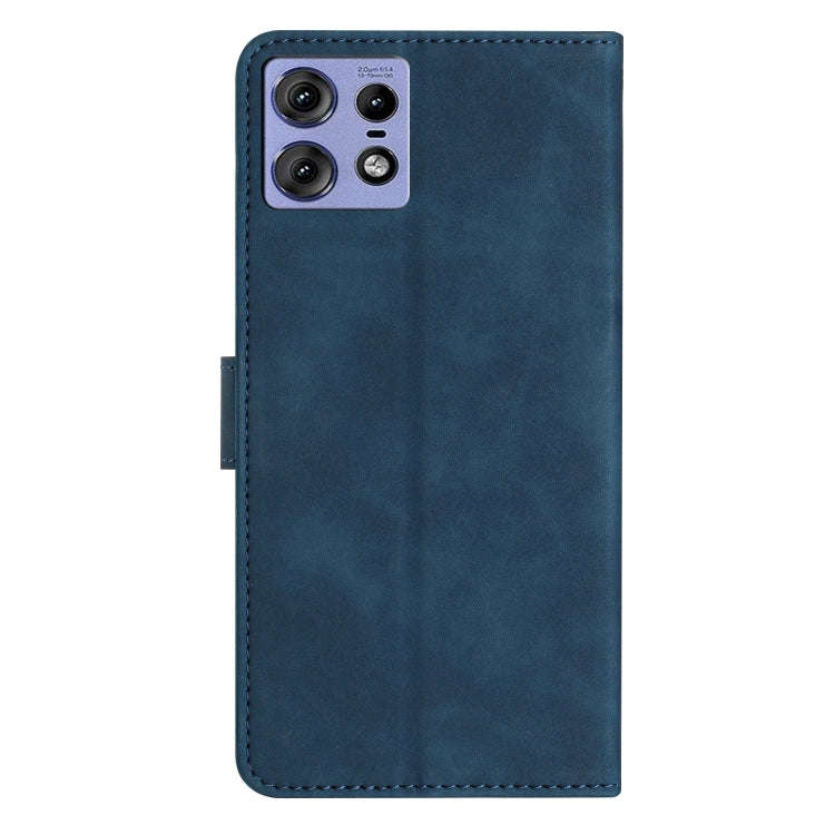 For Motorola Edge 50 Pro Seven Butterflies Embossed Leather Phone Case(Blue)