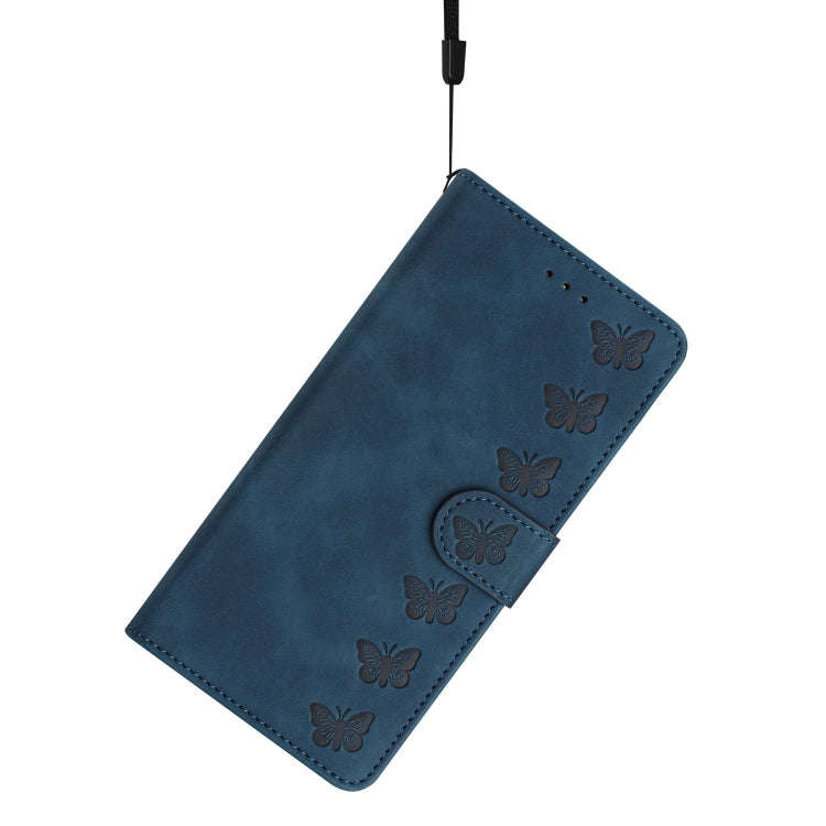 For Motorola Edge 50 Pro Seven Butterflies Embossed Leather Phone Case(Blue)