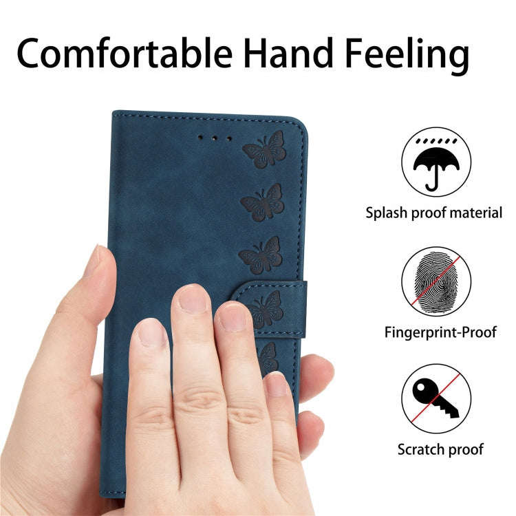 For Motorola Edge 50 Pro Seven Butterflies Embossed Leather Phone Case(Blue)