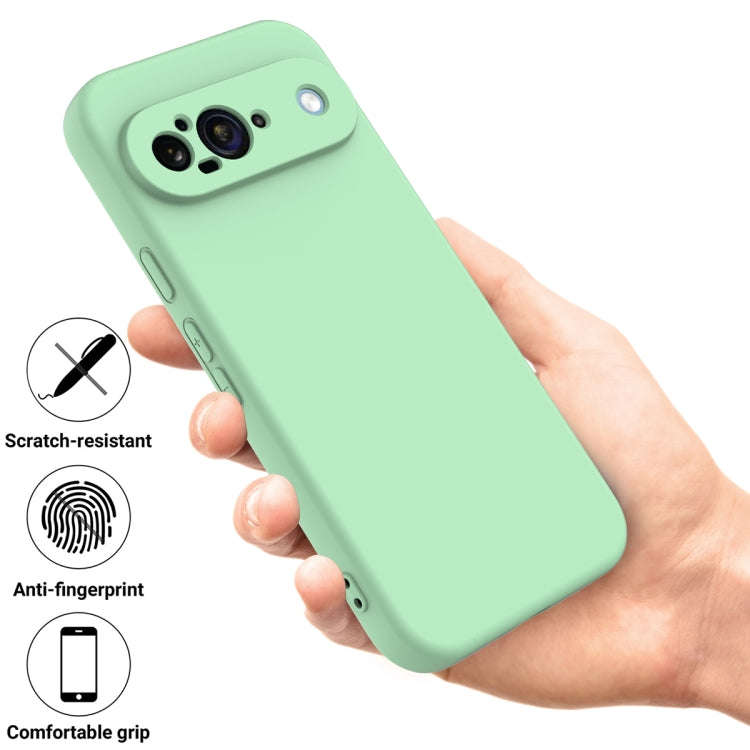 For Google Pixel 9 Pure Color Liquid Silicone Shockproof Phone Case(Green)