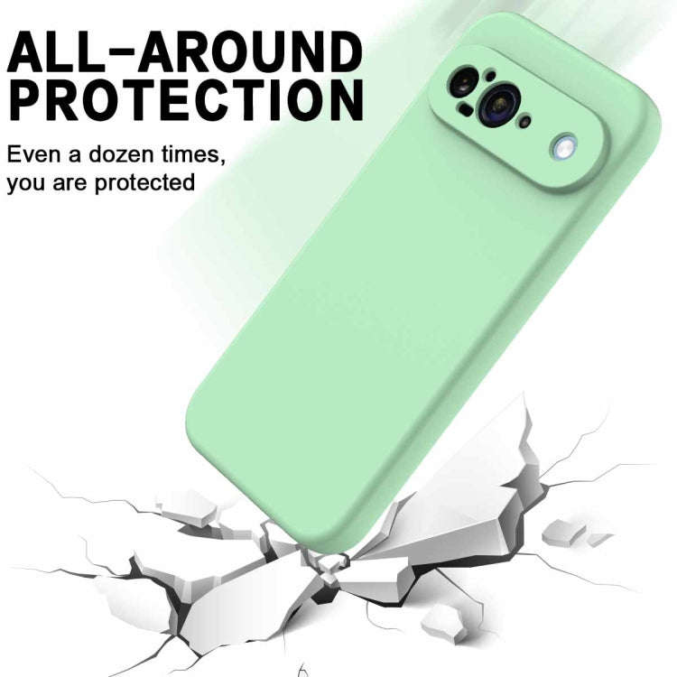 For Google Pixel 9 Pure Color Liquid Silicone Shockproof Phone Case(Green)