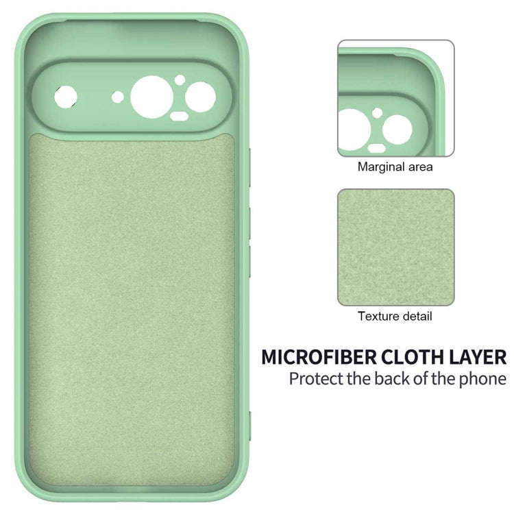 For Google Pixel 9 Pure Color Liquid Silicone Shockproof Phone Case(Green)
