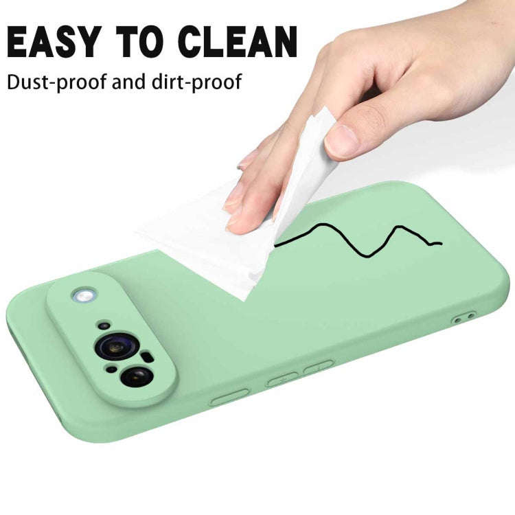 For Google Pixel 9 Pure Color Liquid Silicone Shockproof Phone Case(Green)