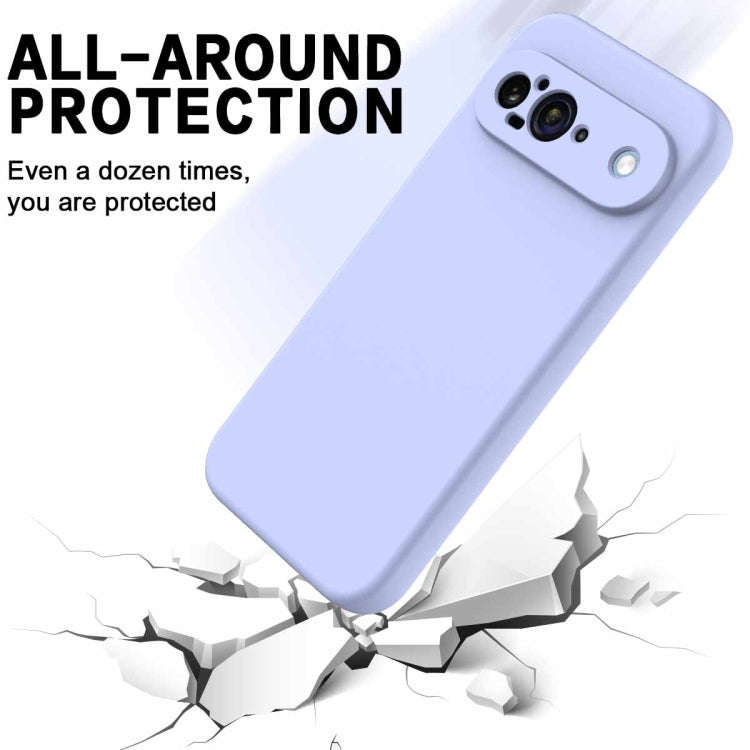 For Google Pixel 9 Pure Color Liquid Silicone Shockproof Phone Case(Purple)