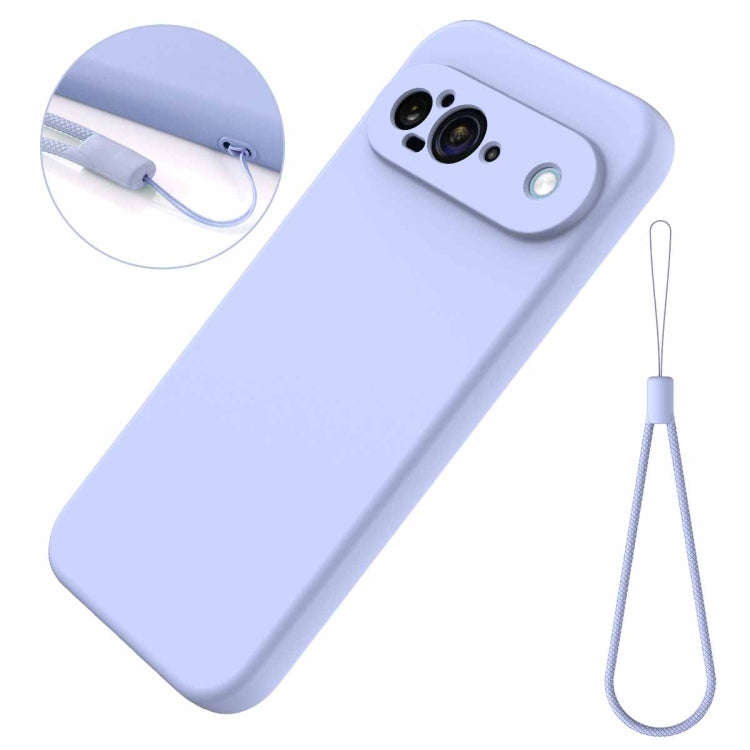 For Google Pixel 9 Pure Color Liquid Silicone Shockproof Phone Case(Purple)