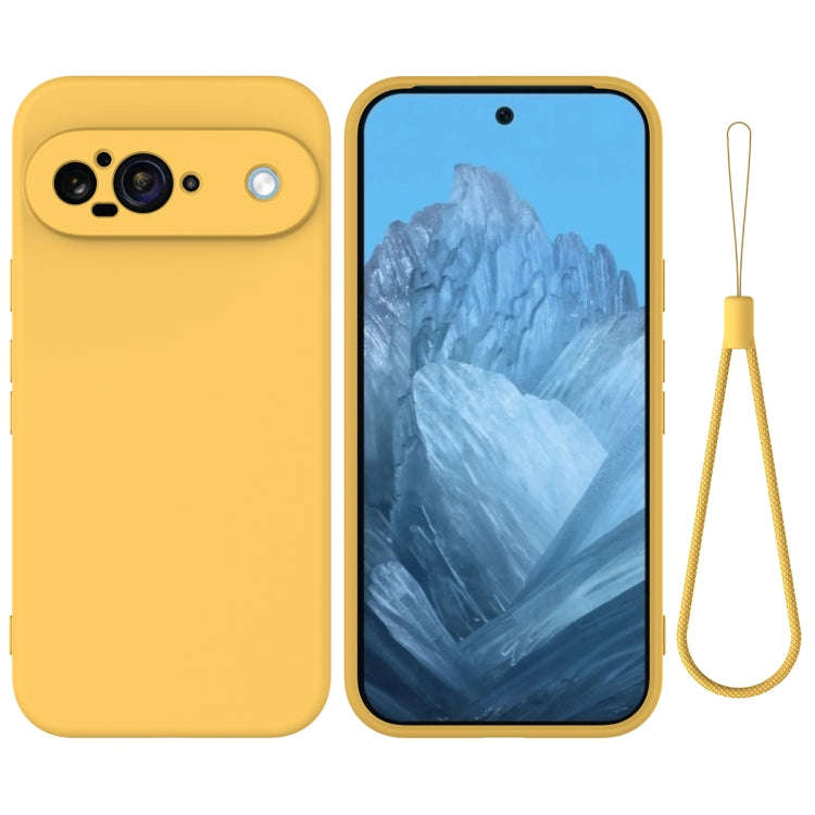 For Google Pixel 9 Pure Color Liquid Silicone Shockproof Phone Case(Yellow)