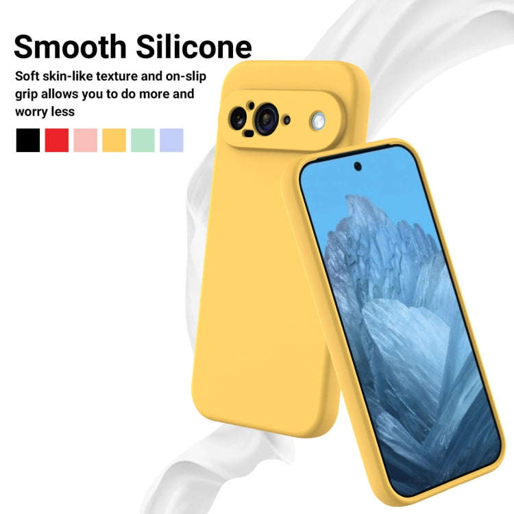 For Google Pixel 9 Pure Color Liquid Silicone Shockproof Phone Case(Yellow)