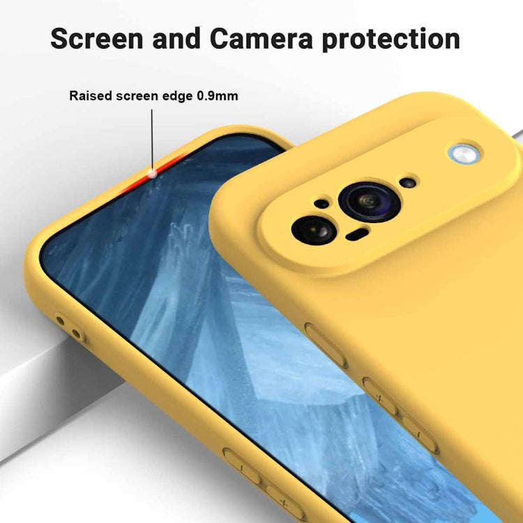 For Google Pixel 9 Pure Color Liquid Silicone Shockproof Phone Case(Yellow)