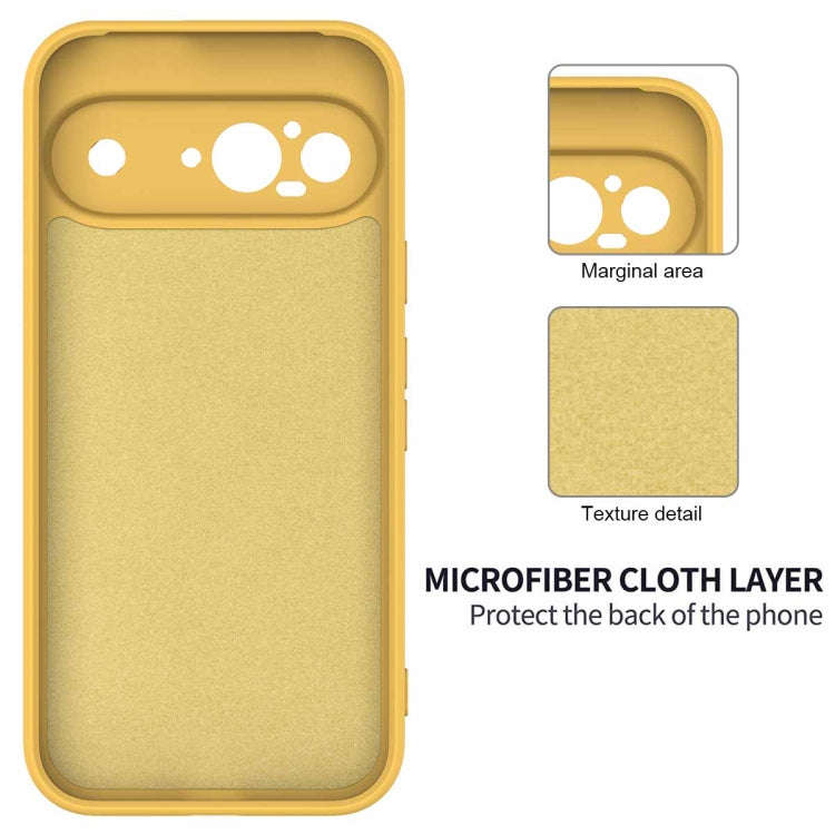 For Google Pixel 9 Pure Color Liquid Silicone Shockproof Phone Case(Yellow)