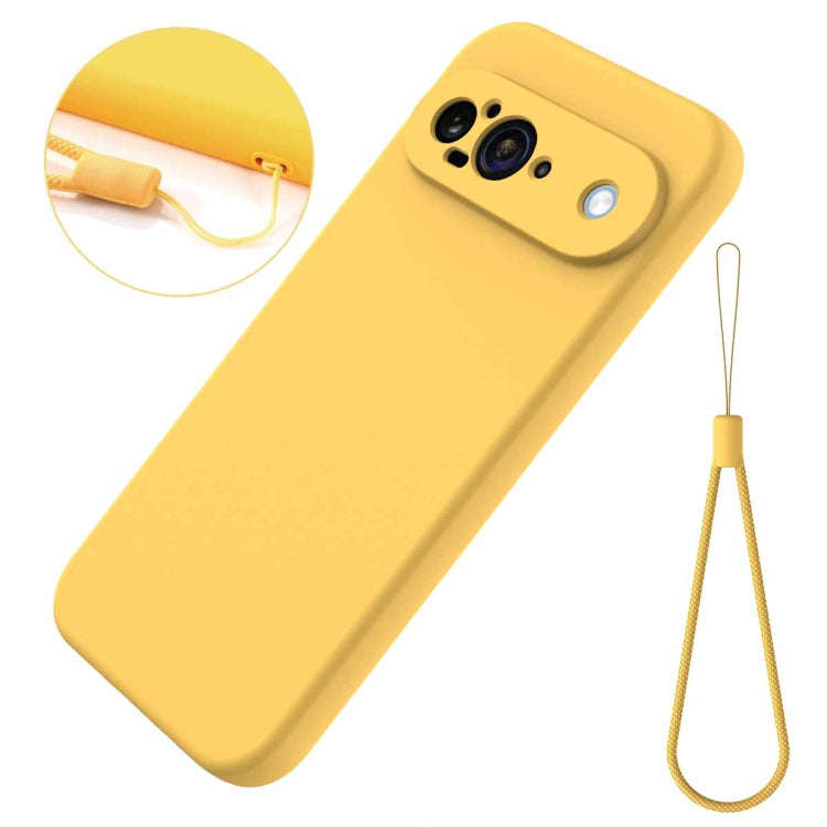 For Google Pixel 9 Pure Color Liquid Silicone Shockproof Phone Case(Yellow)
