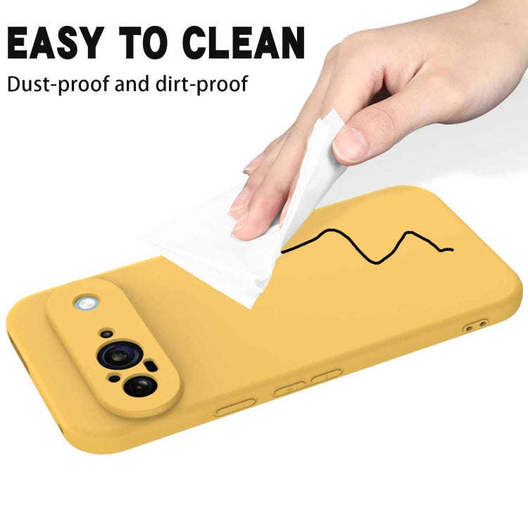 For Google Pixel 9 Pure Color Liquid Silicone Shockproof Phone Case(Yellow)