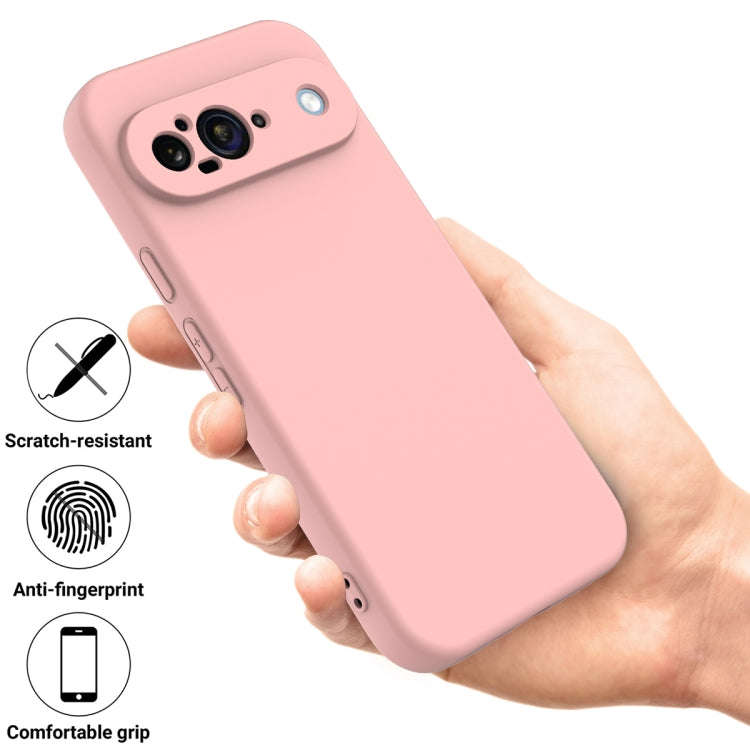 For Google Pixel 9 Pure Color Liquid Silicone Shockproof Phone Case(Pink)