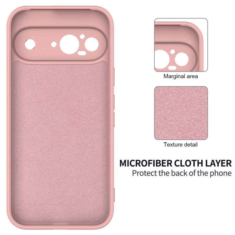 For Google Pixel 9 Pure Color Liquid Silicone Shockproof Phone Case(Pink)