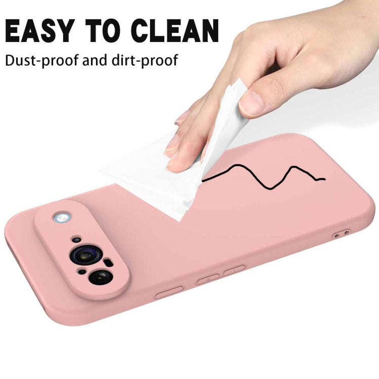 For Google Pixel 9 Pure Color Liquid Silicone Shockproof Phone Case(Pink)