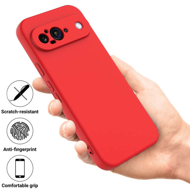 For Google Pixel 9 Pure Color Liquid Silicone Shockproof Phone Case(Red)