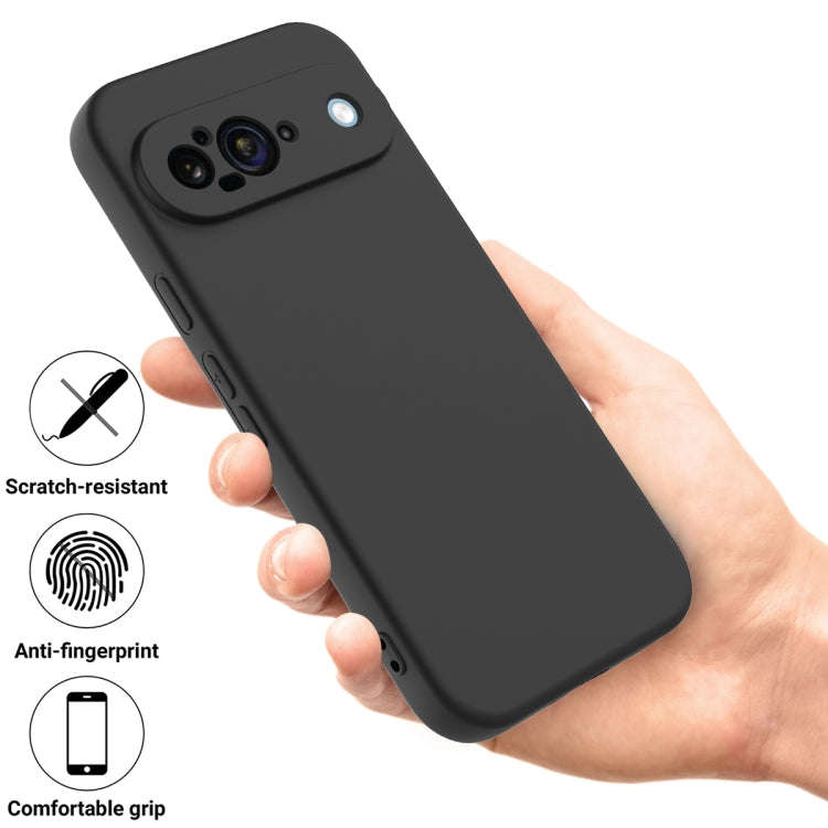 For Google Pixel 9 Pure Color Liquid Silicone Shockproof Phone Case(Black)