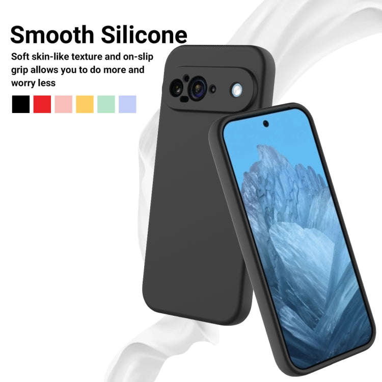 For Google Pixel 9 Pure Color Liquid Silicone Shockproof Phone Case(Black)