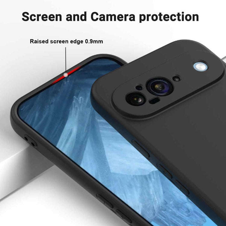 For Google Pixel 9 Pure Color Liquid Silicone Shockproof Phone Case(Black)