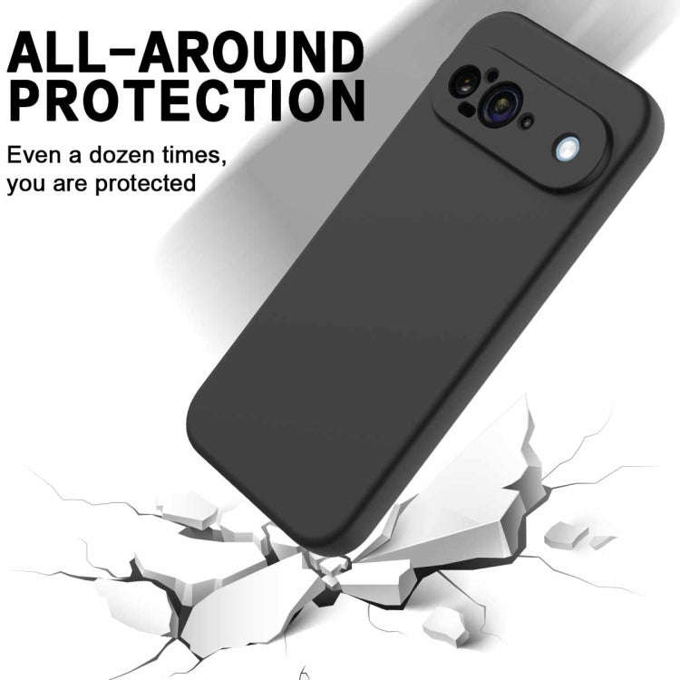 For Google Pixel 9 Pure Color Liquid Silicone Shockproof Phone Case(Black)