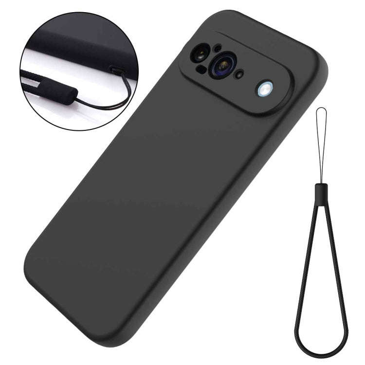 For Google Pixel 9 Pure Color Liquid Silicone Shockproof Phone Case(Black)