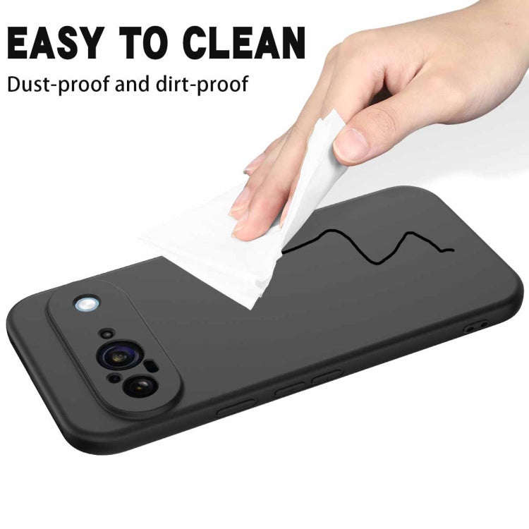 For Google Pixel 9 Pure Color Liquid Silicone Shockproof Phone Case(Black)