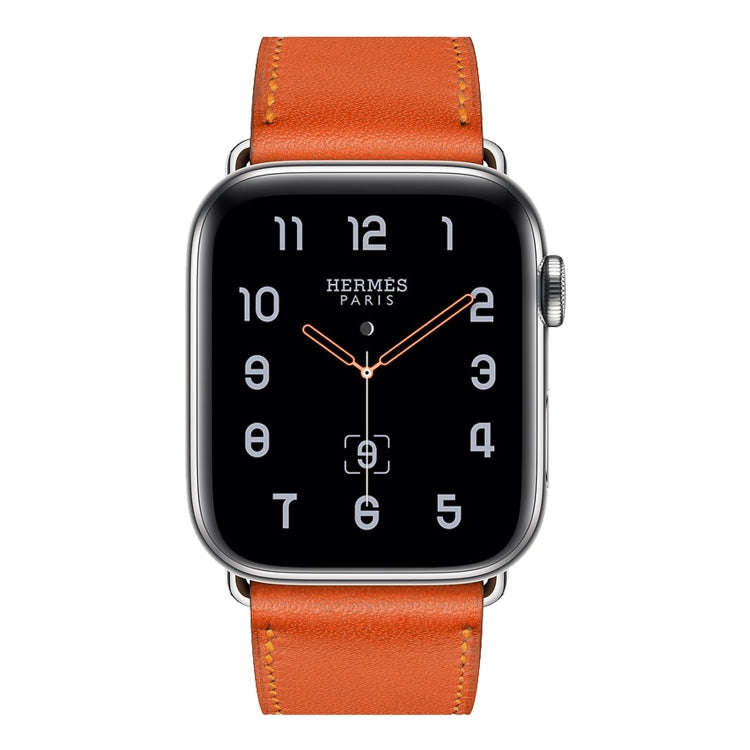 For Apple Watch Series 7 41mm / 6 & SE & 5 & 4 40mm / 3 & 2 & 1 38mm Leather  Watch Band(Orange)