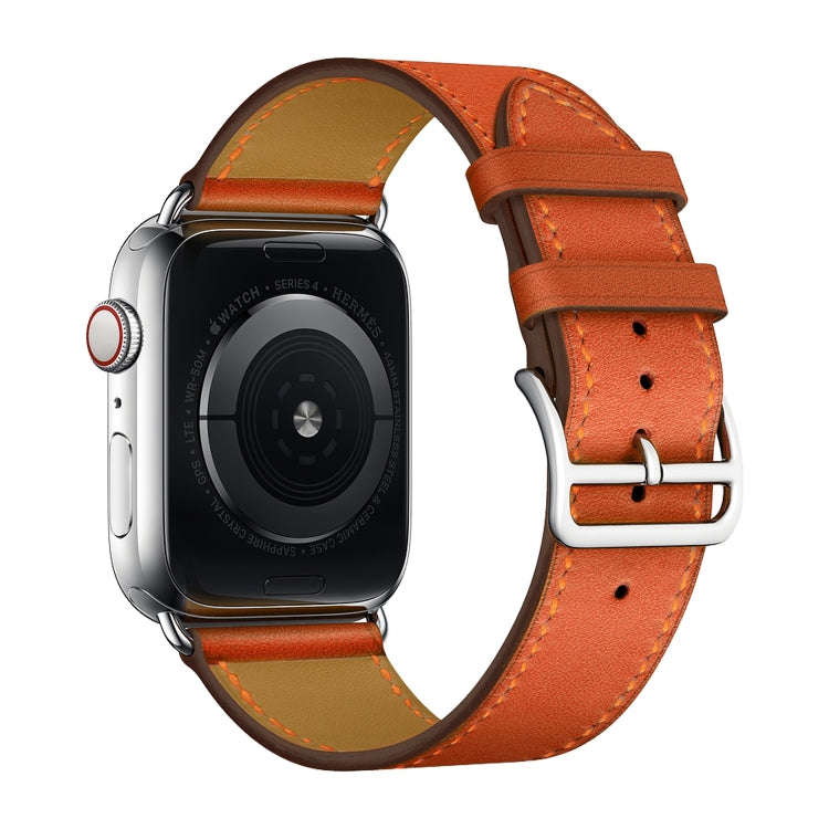 For Apple Watch Series 7 41mm / 6 & SE & 5 & 4 40mm / 3 & 2 & 1 38mm Leather  Watch Band(Orange)